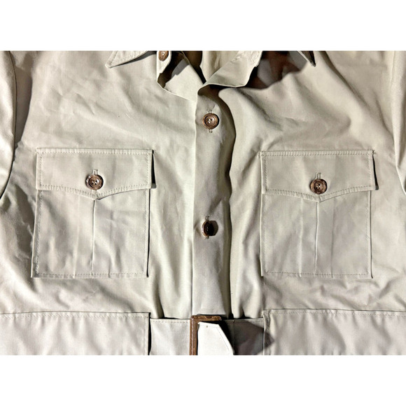 Vintage Woolrich Jacket Mens XL Tan Safari Belted Hunting Utility Pockets 70s - Picture 3 of 10